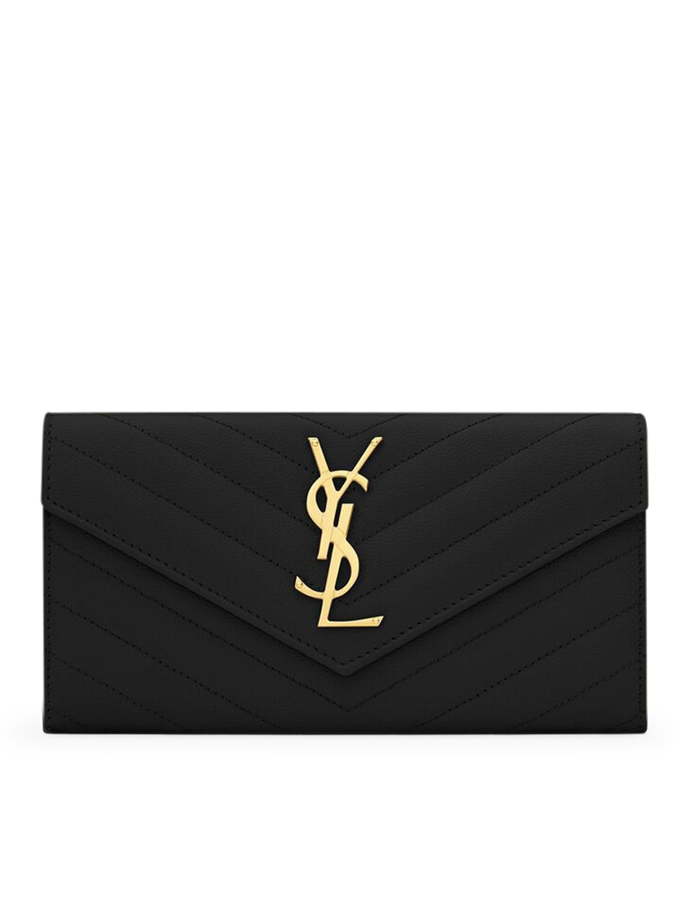 LARGE CASSANDRE MATELASSÉ FLAP WALLET IN GRAIN DE POUDRE EMBOSSED LEATHER SAINT LAURENT – Гарантія оригінальності – боковий вид