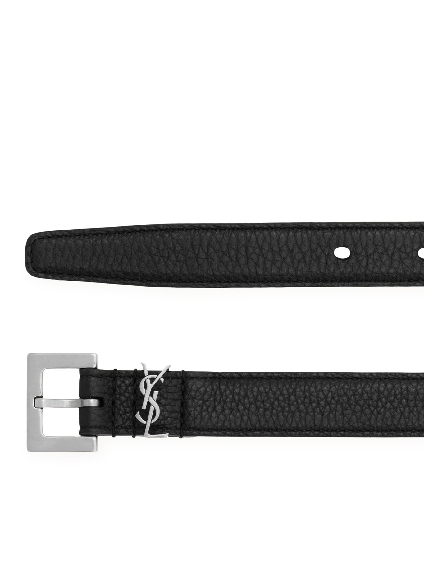CASSANDRE NARROW HAMMERED LEATHER BELT WITH SQUARE BUCKLE SAINT LAURENT оригінал – Купити в Україні – вид ззаду
