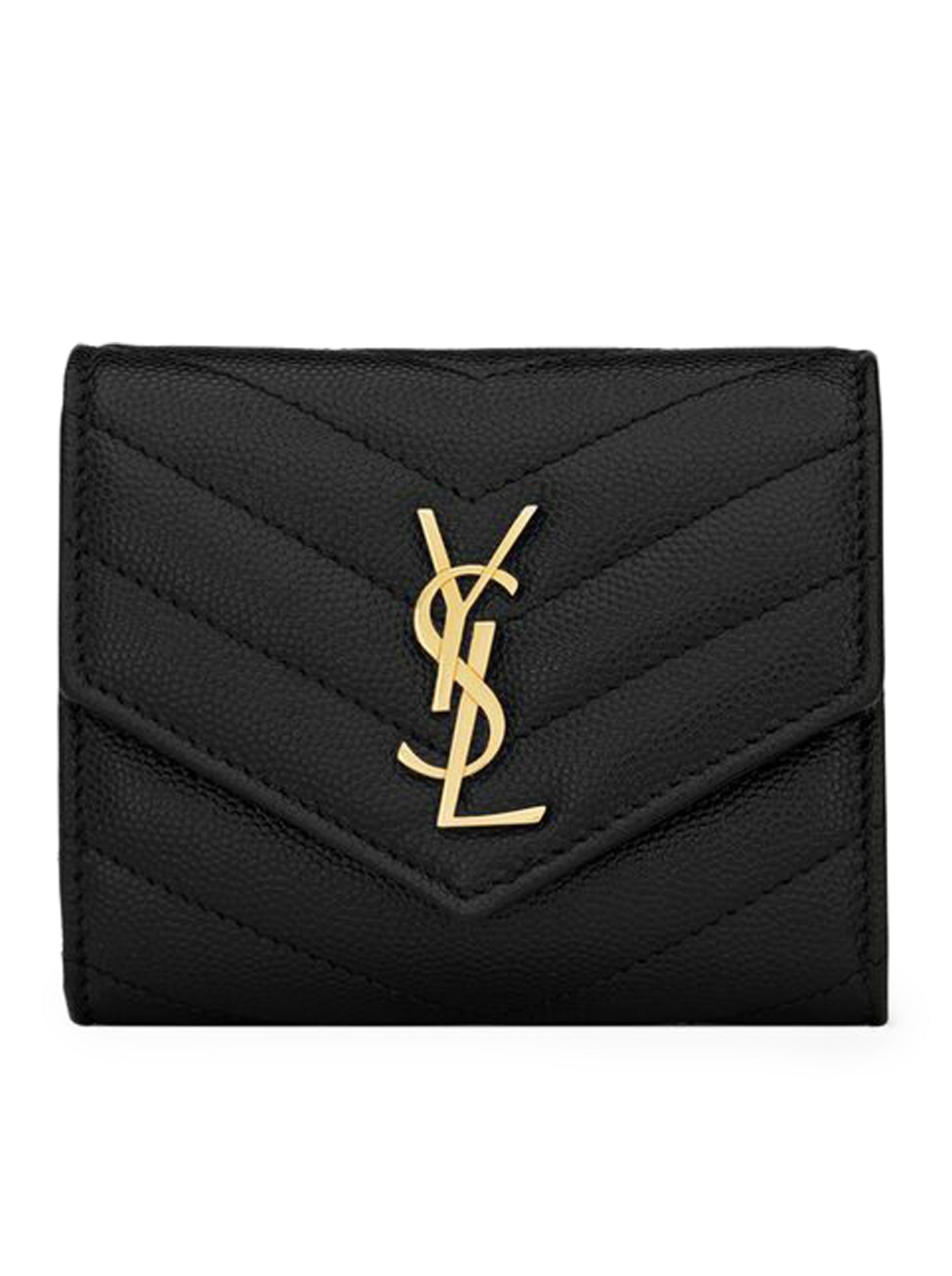 CASSANDRE MATELASSÉ MULTI-FOLDED WALLET IN GRAIN DE POUDRE EMBOSSED LEATHER SAINT LAURENT оригінал – Купити в Україні – боковий вид