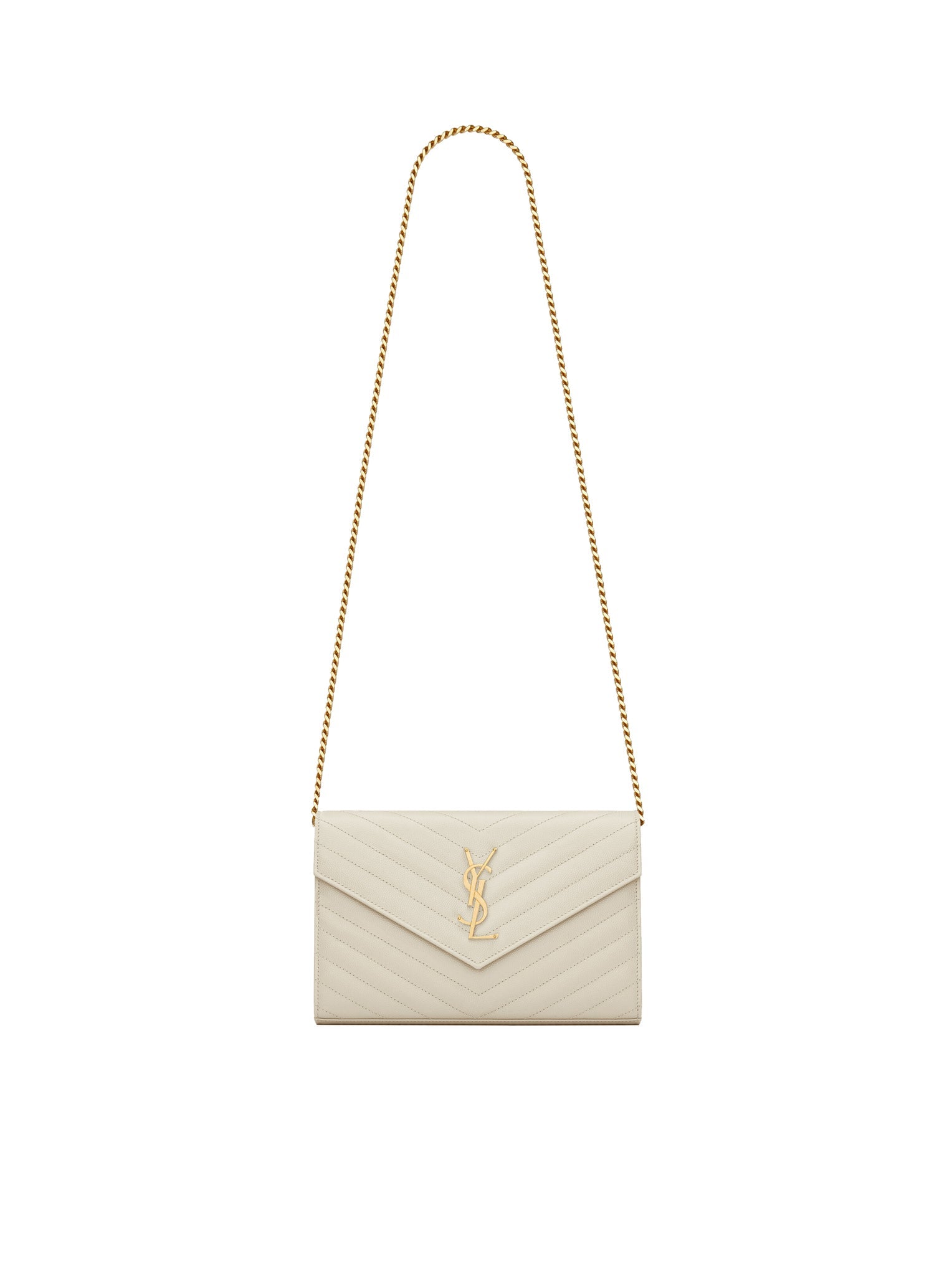 LEATHER CLUTCH WITH CHAIN AND CASSANDRE LOGO SAINT LAURENT оригінал – Купити в Україні – боковий вид