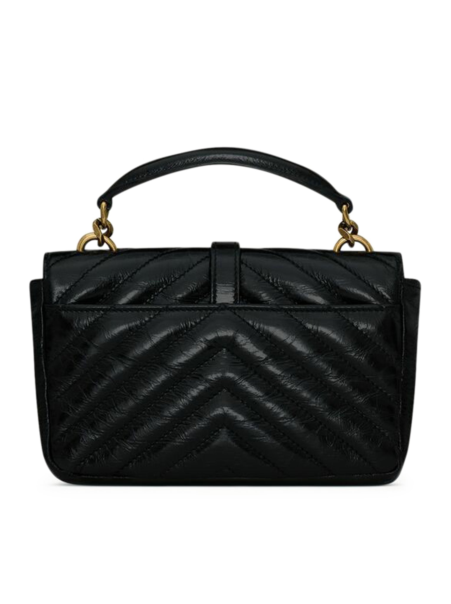 COLLEGE MINI CHAIN BAG IN SHINY CRAQUELÉ LEATHER SAINT LAURENT – Гарантія оригінальності – детальний вид