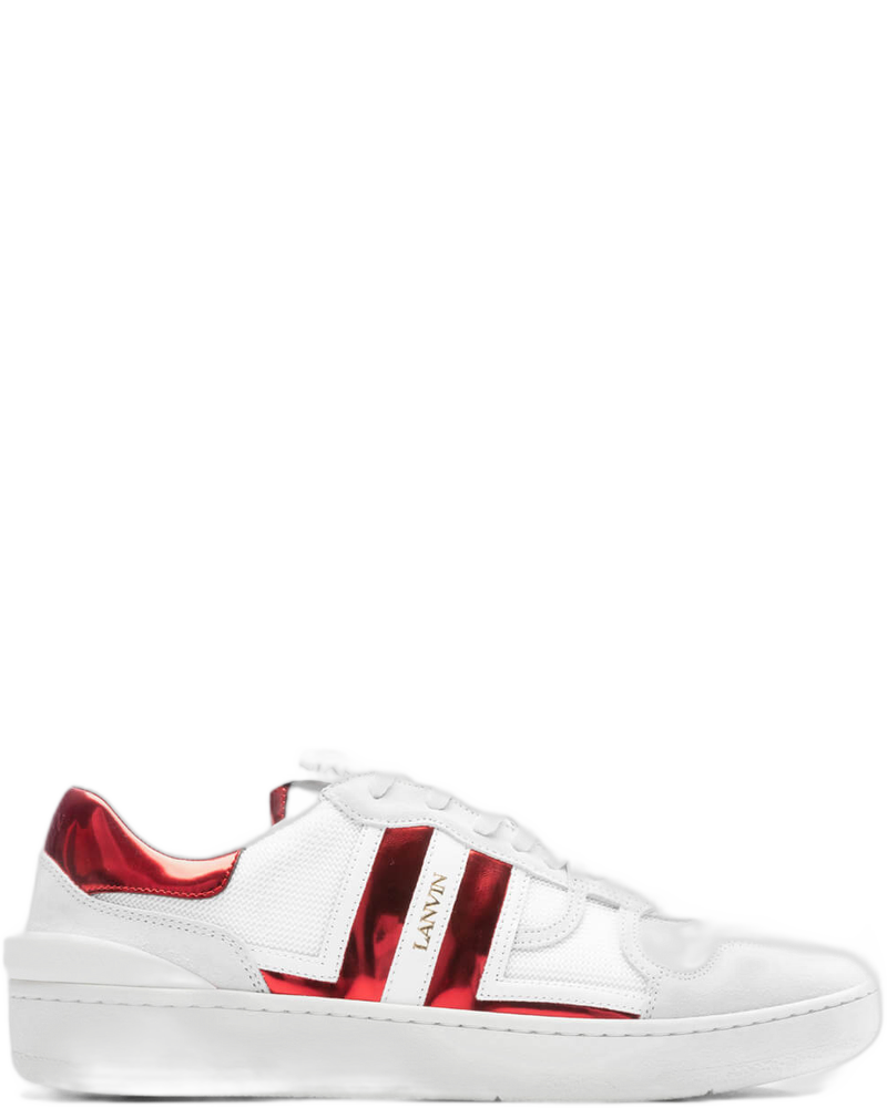 Clay Low Top Sneakers - White/Red - LANVIN (Background Removed)