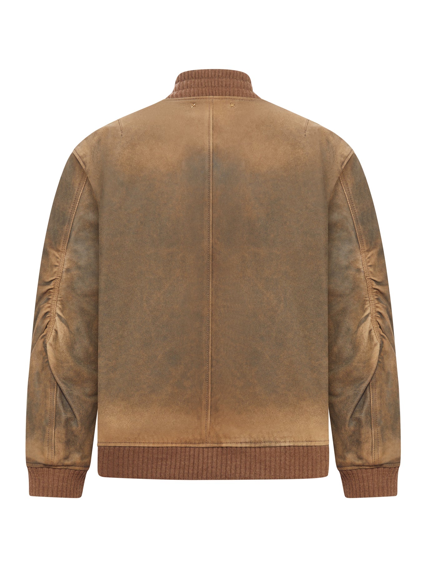BROWN LEATHER JACKET WITH LIVED-IN EFFECT GOLDEN GOOSE – Гарантія оригінальності – вид ззаду
