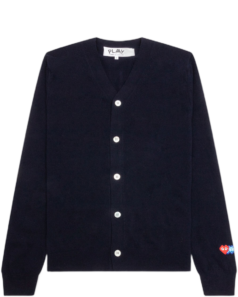 Comme des Garcons PLAY x the Artist Invader Button Cardigan - Navy - COMME DES GARCONS (Background Removed)
