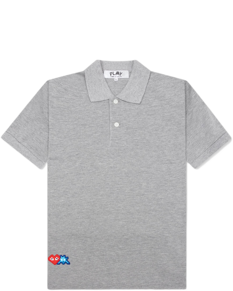 Comme des Garcons PLAY x the Artist Invader Women's Polo - Grey - COMME DES GARCONS (Background Removed)