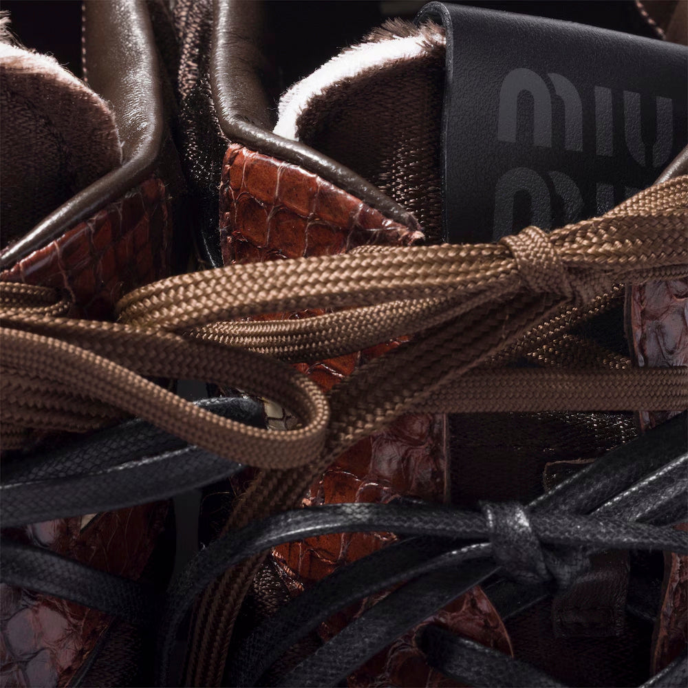 GYMNASIUM SNEAKERS IN TECHNICAL FABRIC AND PYTHON PRINT AYERS MIU MIU оригінал – Купити в Україні – збільшений вид