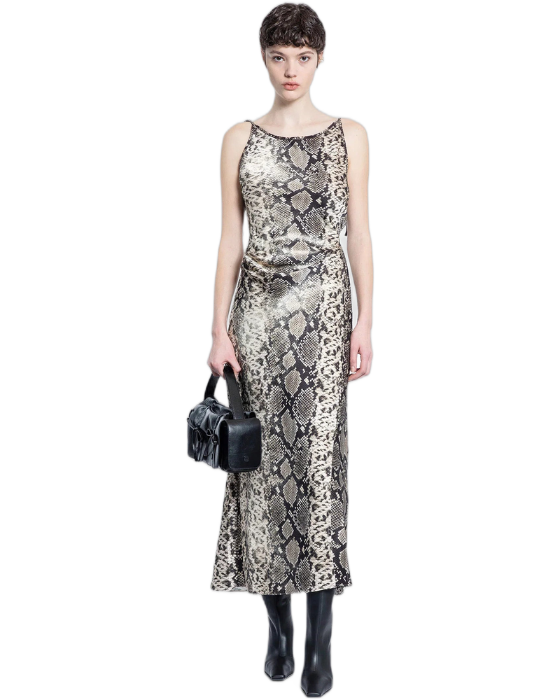 Abito in Raso Fluido con Stampa Pitone - ACNE STUDIOS (Background Removed)