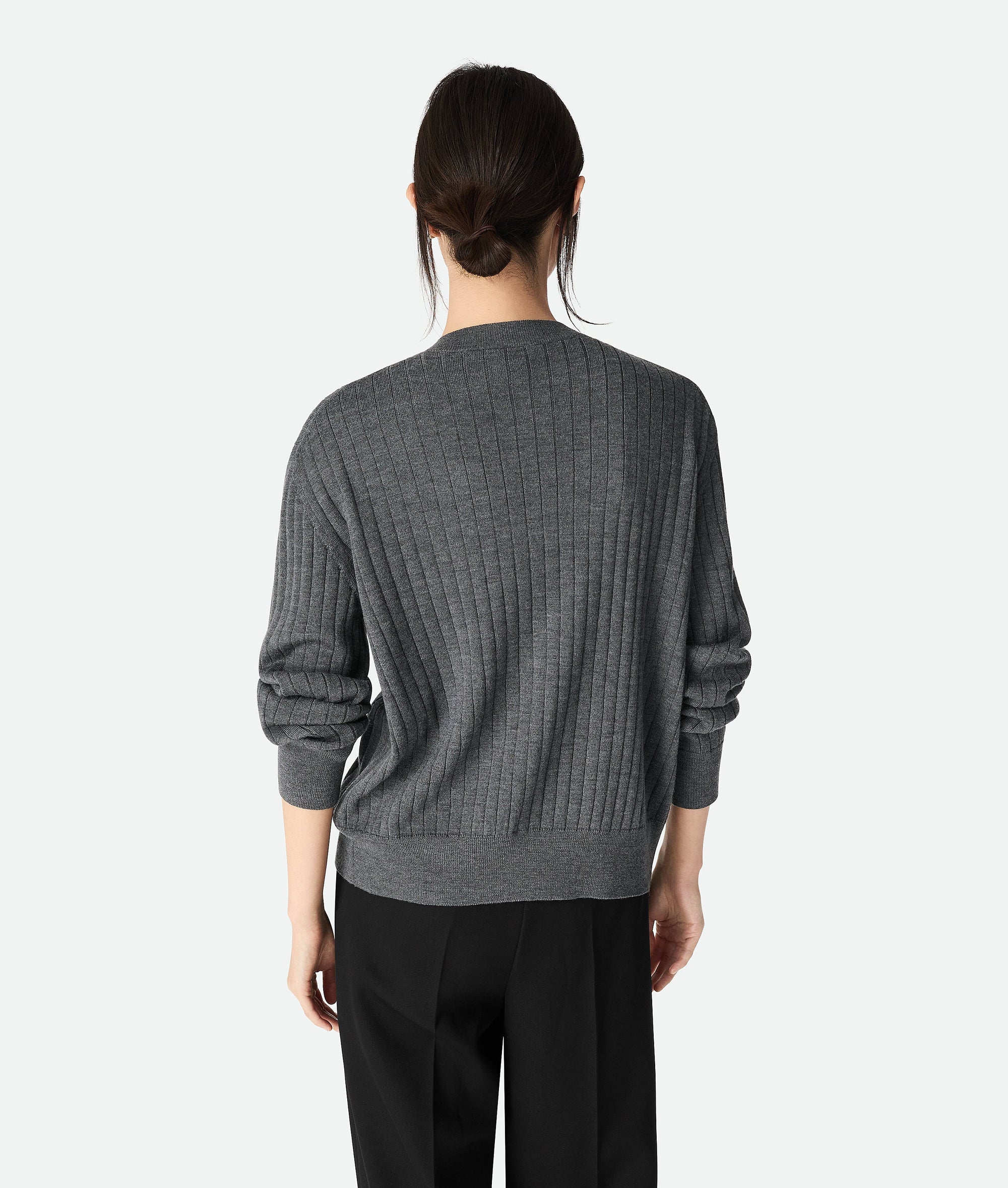 Оригінальна Ribbed wool cardigan BOTTEGA VENETA – вид ззаду