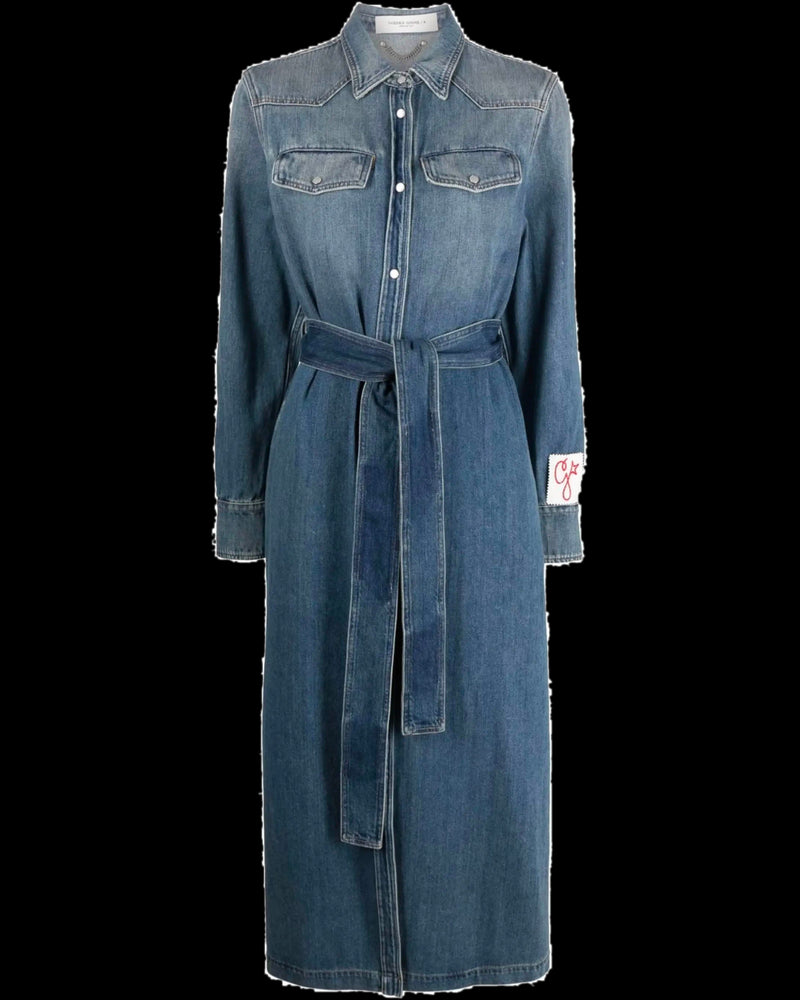 BG_REMOVED_CATALOG_Shirt dress in denim - GOLDEN GOOSE