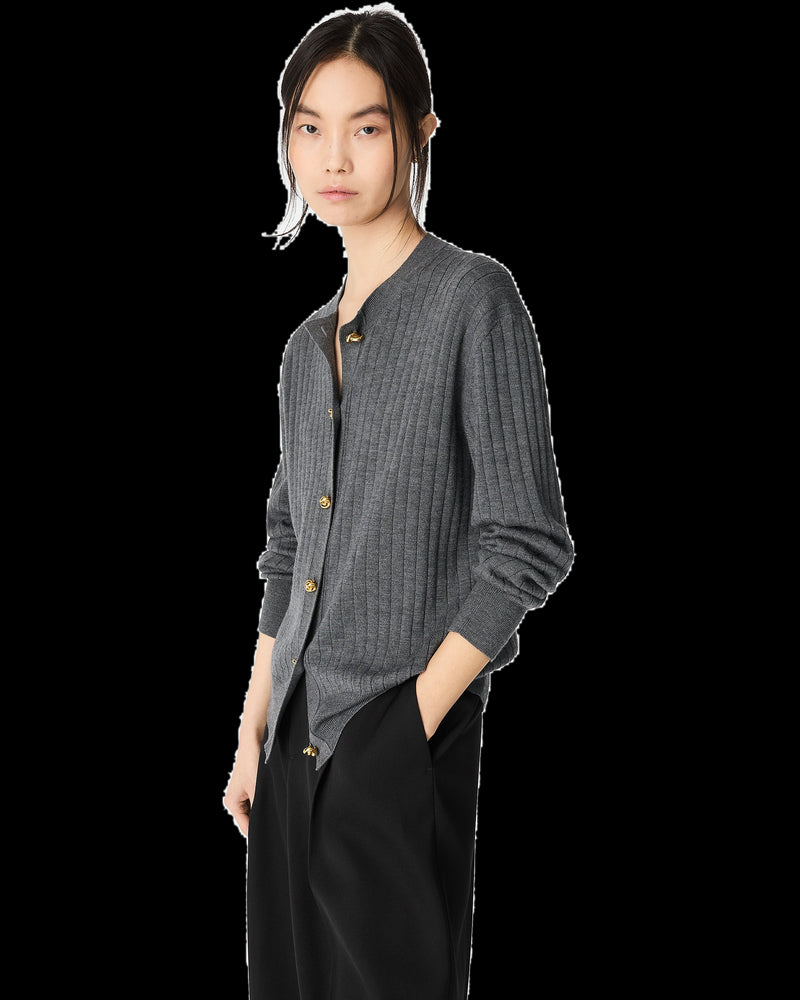 BG_REMOVED_CATALOG_Ribbed wool cardigan - BOTTEGA VENETA