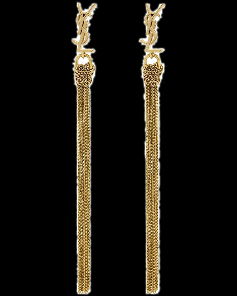 BG_REMOVED_CATALOG_METAL EARRINGS WITH CASSANDRE TASSEL - SAINT LAURENT