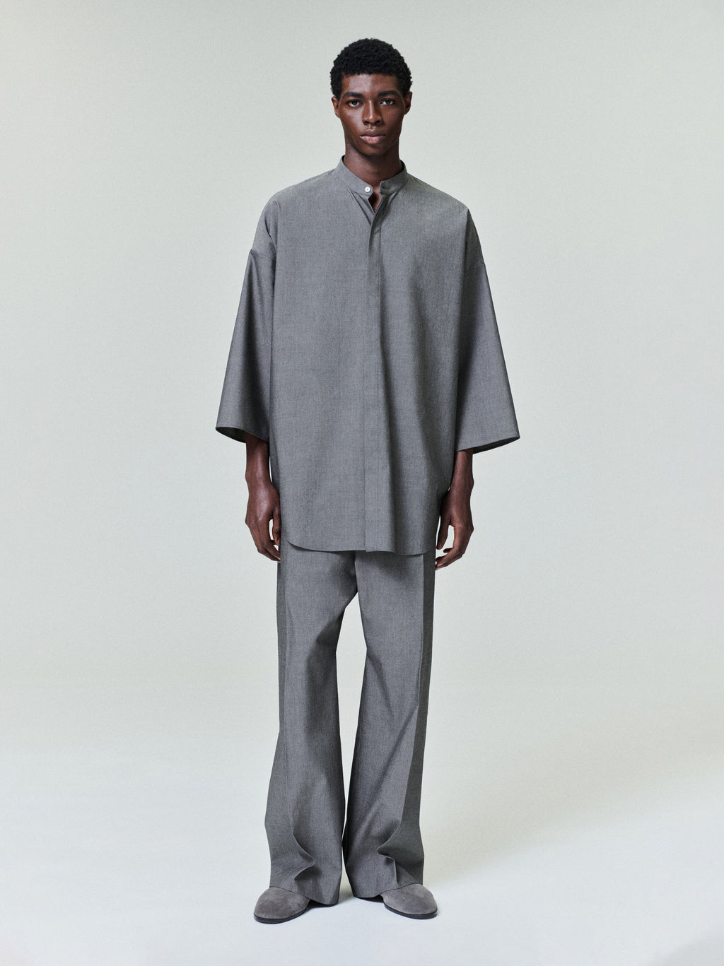 Cotton Wool Oxford Mandarin Relaxed Short Sleeve Shirt Fear of god – Гарантія оригінальності – боковий вид