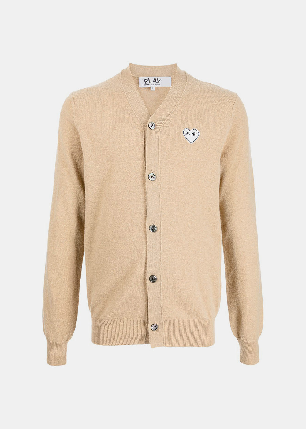 Camel & White Heart Patch Cardigan Comme des garcons оригінал – Купити в Україні – боковий вид