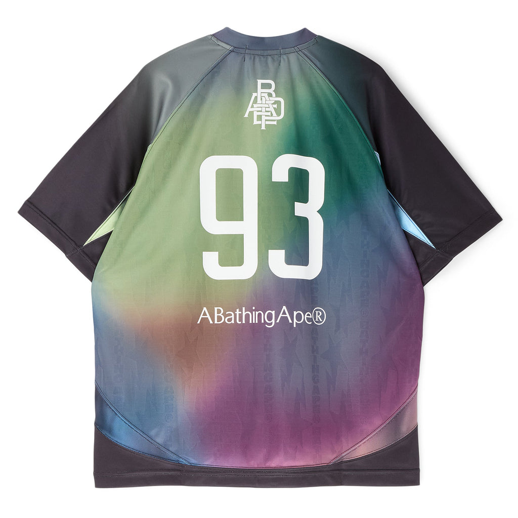 Оригінальна Tie Dye Sta Stripe Pattern Relaxed Fit Football Jersey Tee M A bathing ape – вид ззаду