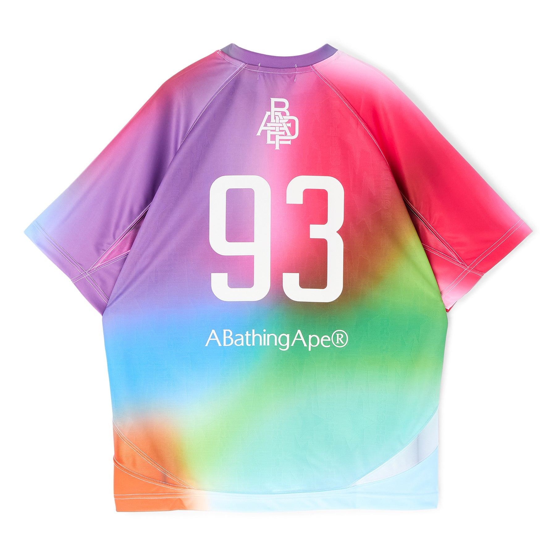 Оригінальна Tie Dye Sta Stripe Pattern Relaxed Fit Football Jersey Tee M A bathing ape – вид ззаду