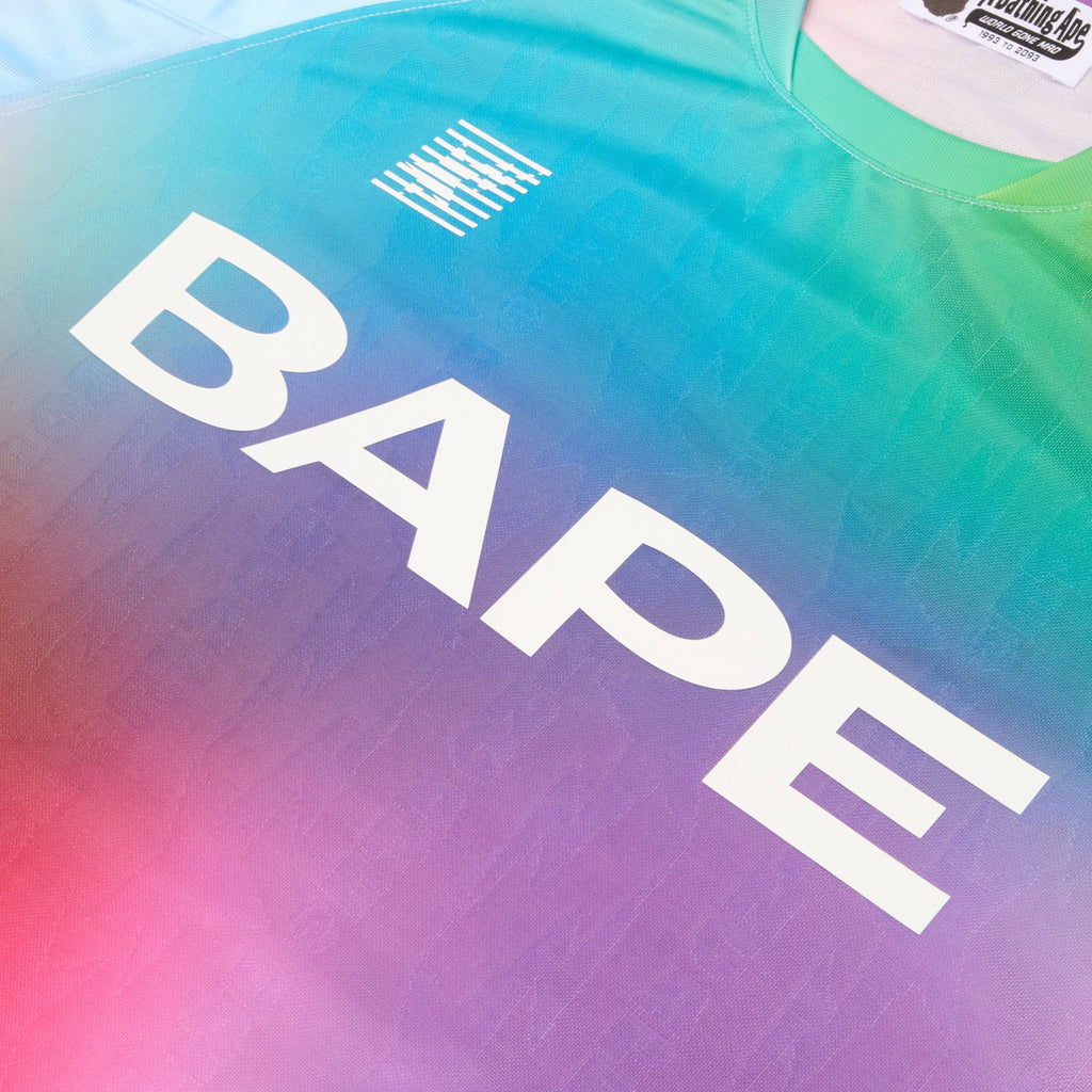 Оригінальна Tie Dye Sta Stripe Pattern Relaxed Fit Football Jersey Tee M A bathing ape – збільшений вид