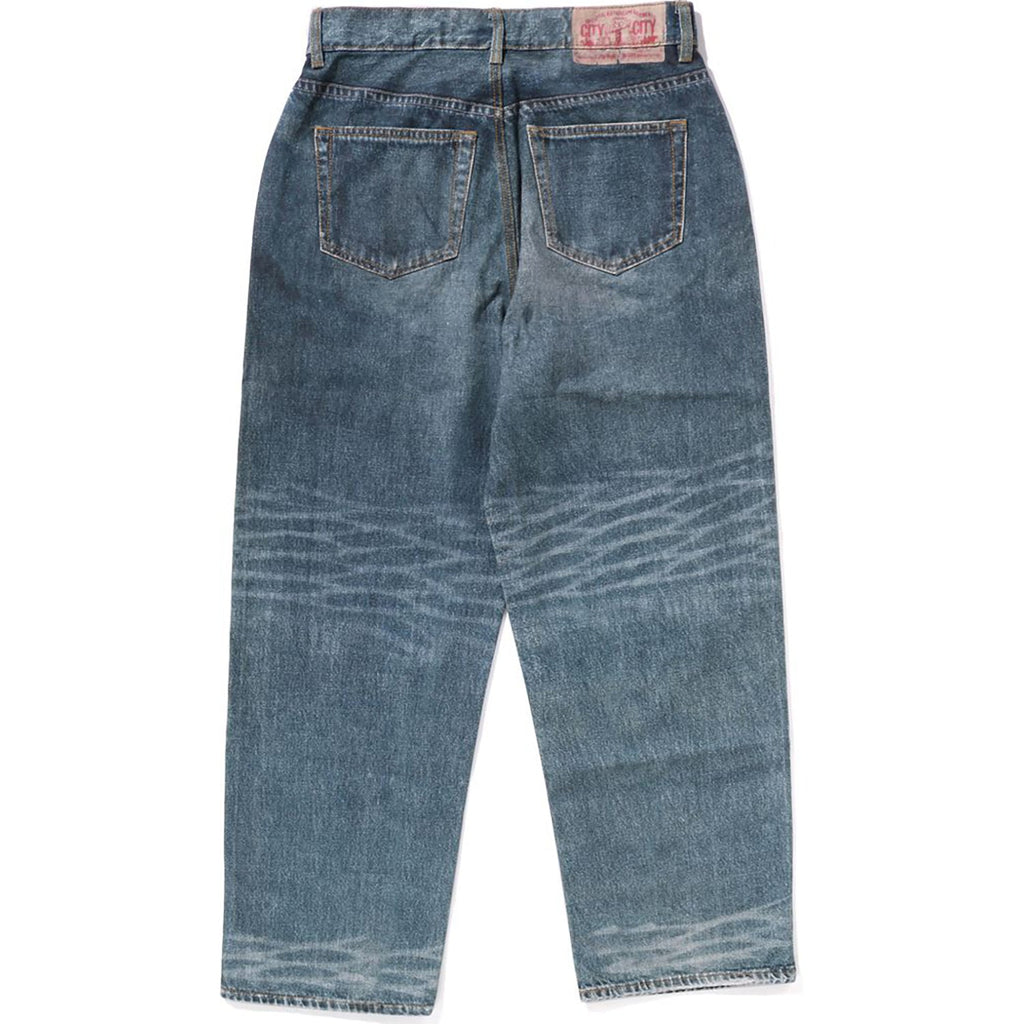Оригінальна Fake Print Sta Loose Fit Denim Pants Mens A bathing ape – вид ззаду