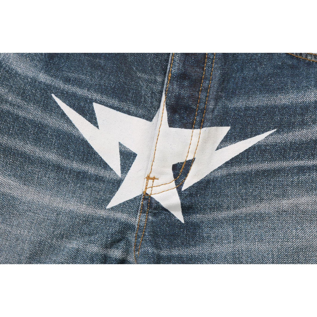 Оригінальна Fake Print Sta Loose Fit Denim Pants Mens A bathing ape – детальний вид