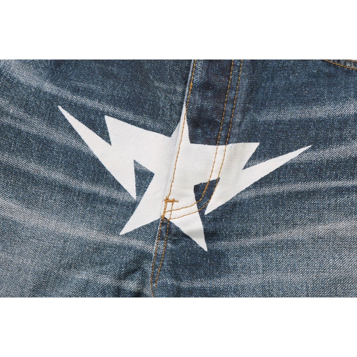Оригінальна Fake Print Sta Loose Fit Denim Pants Mens A bathing ape – детальний вид
