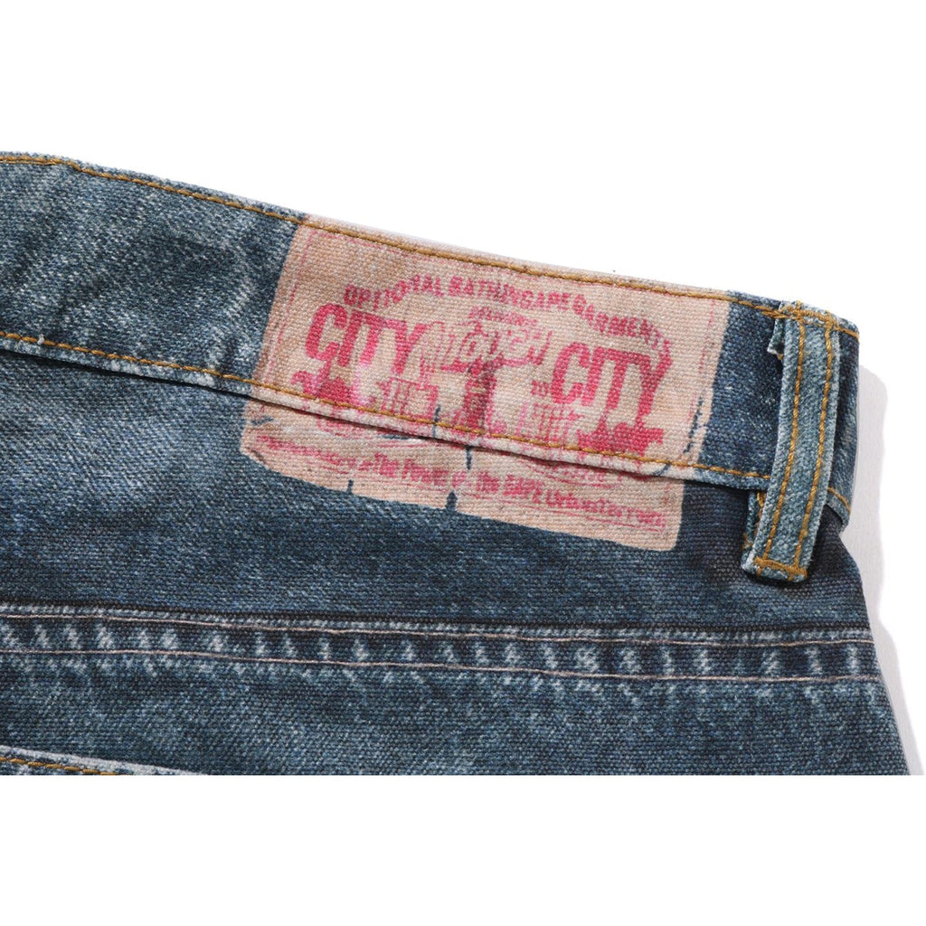Оригінальна Fake Print Sta Loose Fit Denim Pants Mens A bathing ape – збільшений вид