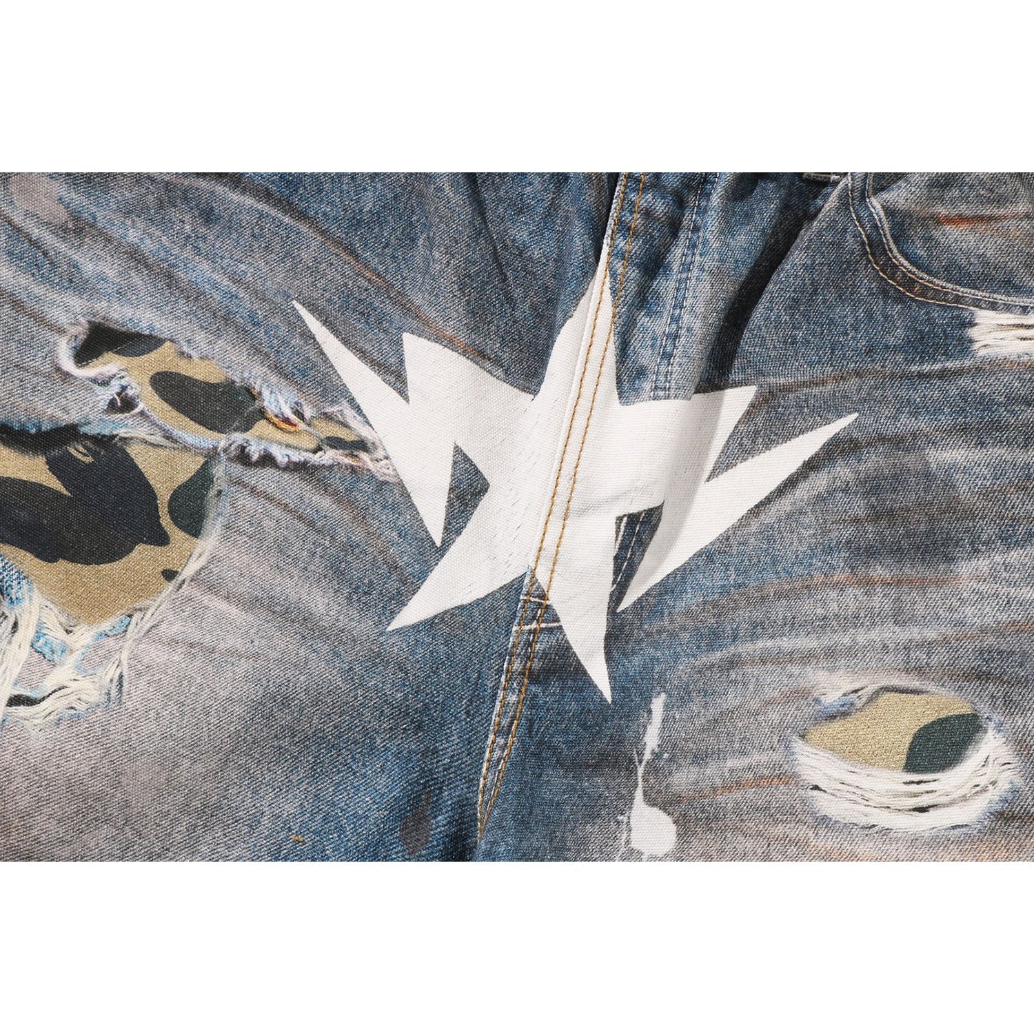 Sta Fake Print Relaxed Fit Shorts Mens A bathing ape – Гарантія оригінальності – детальний вид