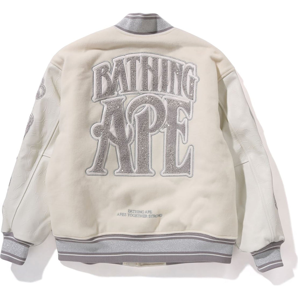 Оригінальна Line Camo Multi Logo Wool Varsity Jacket Mens A bathing ape – вид ззаду