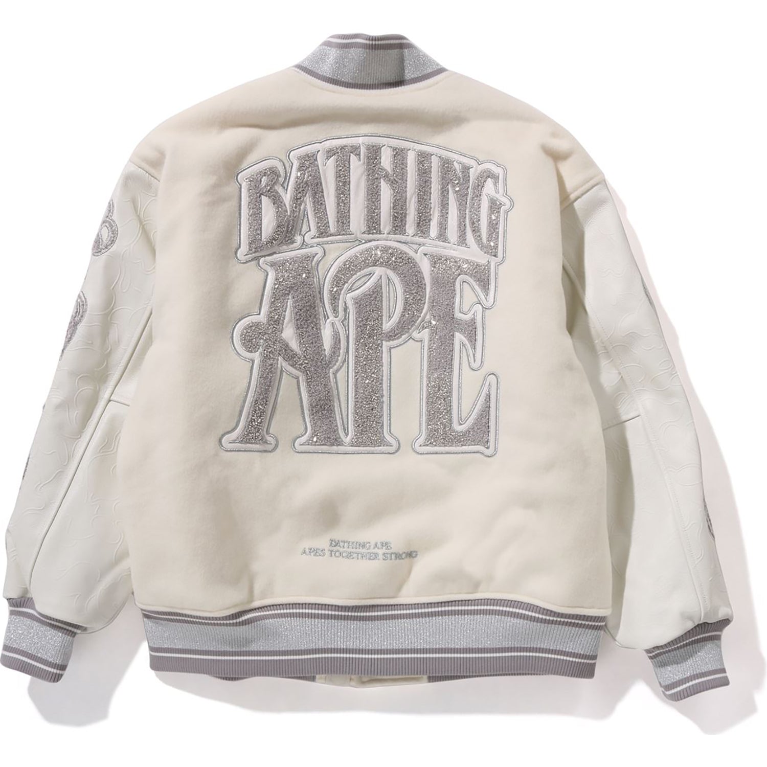 Оригінальна Line Camo Multi Logo Wool Varsity Jacket Mens A bathing ape – вид ззаду