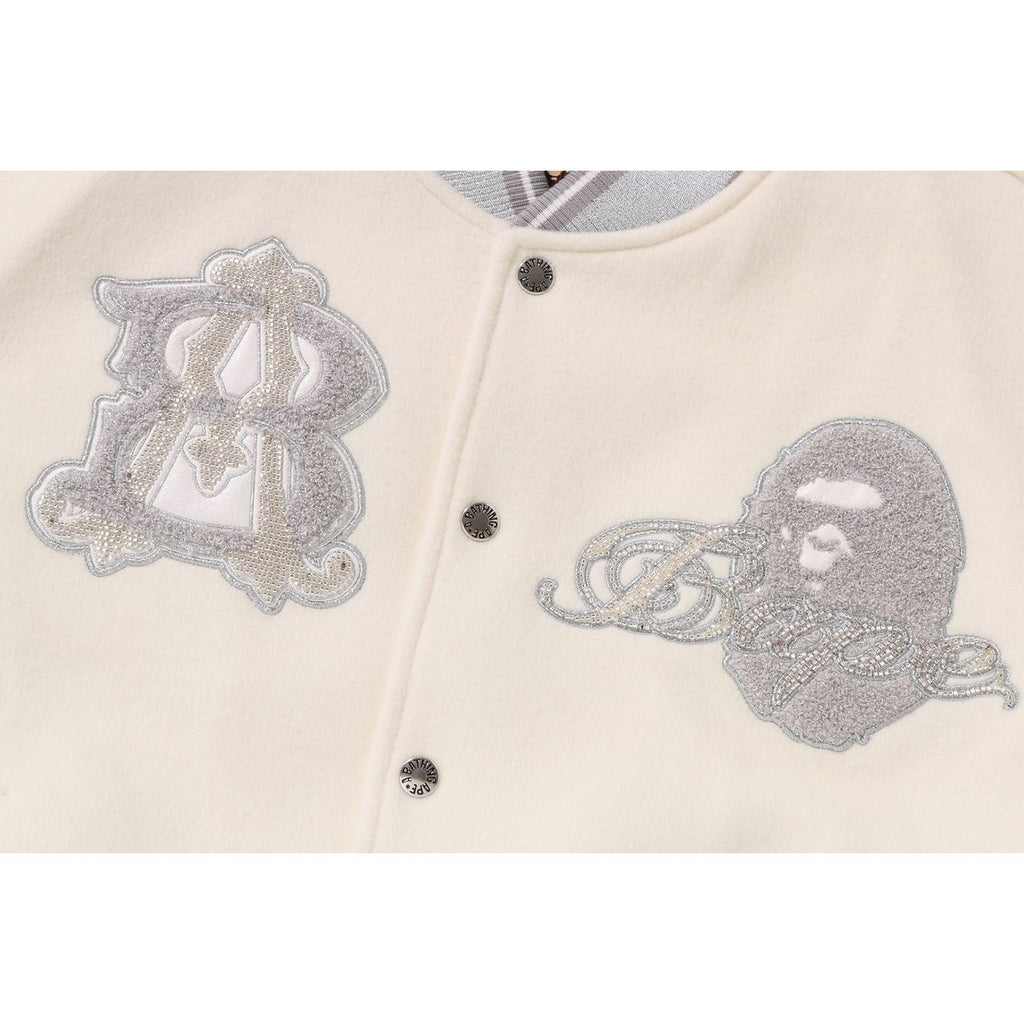 Оригінальна Line Camo Multi Logo Wool Varsity Jacket Mens A bathing ape – збільшений вид