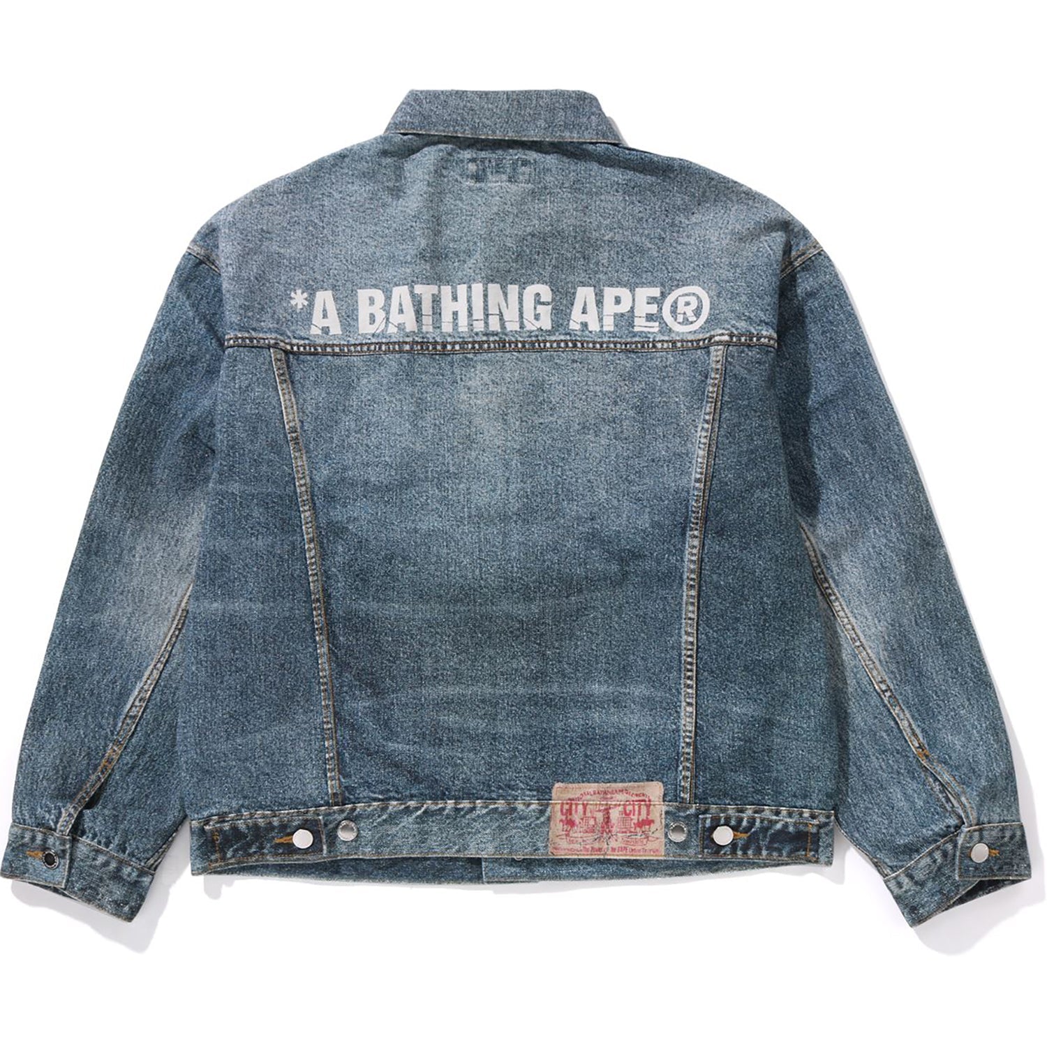 Fake Print Denim Jacket Mens A bathing ape – Гарантія оригінальності – боковий вид