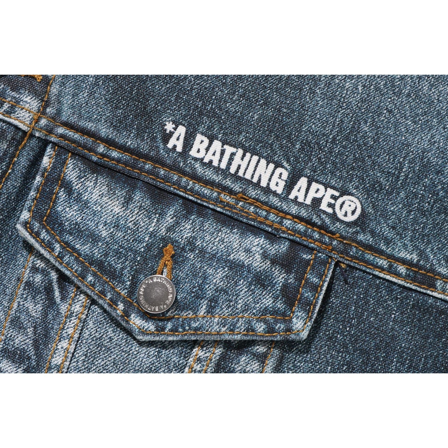 Fake Print Denim Jacket Mens A bathing ape – Гарантія оригінальності – збільшений вид