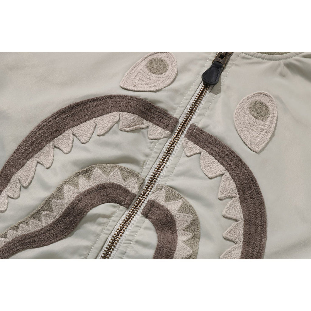 Tonal Chain Stitch Shark Bomber Jacket Mens A bathing ape – Гарантія оригінальності – детальний вид