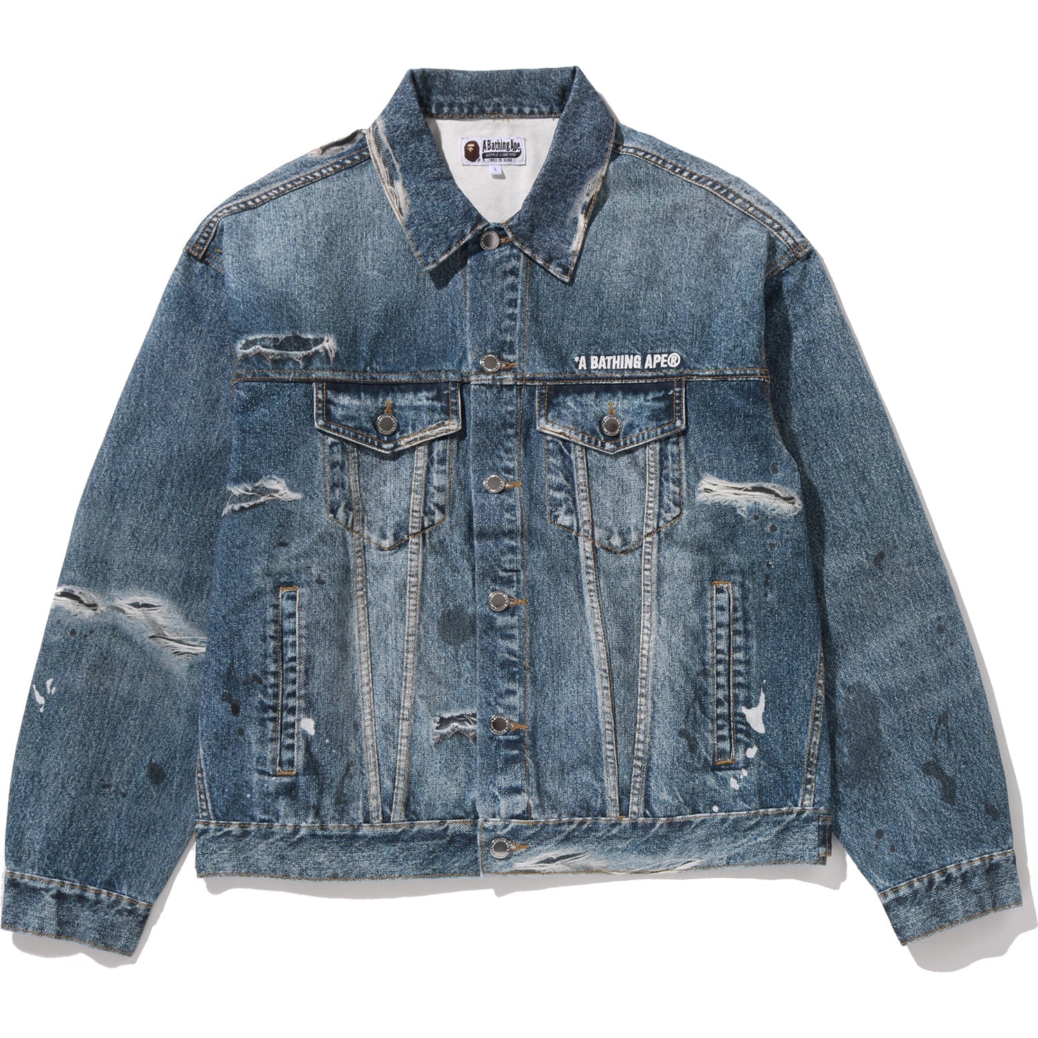 Fake Print Trucker Jacket Mens A bathing ape – Гарантія оригінальності – боковий вид
