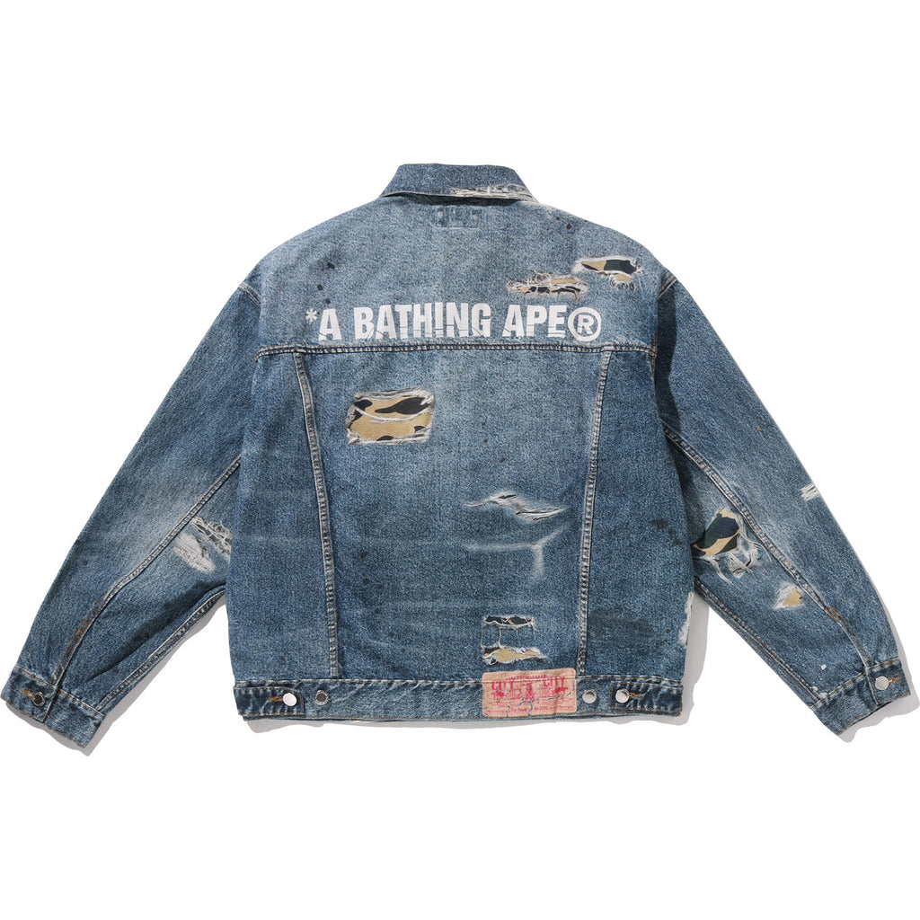 Fake Print Trucker Jacket Mens A bathing ape – Гарантія оригінальності – вид ззаду
