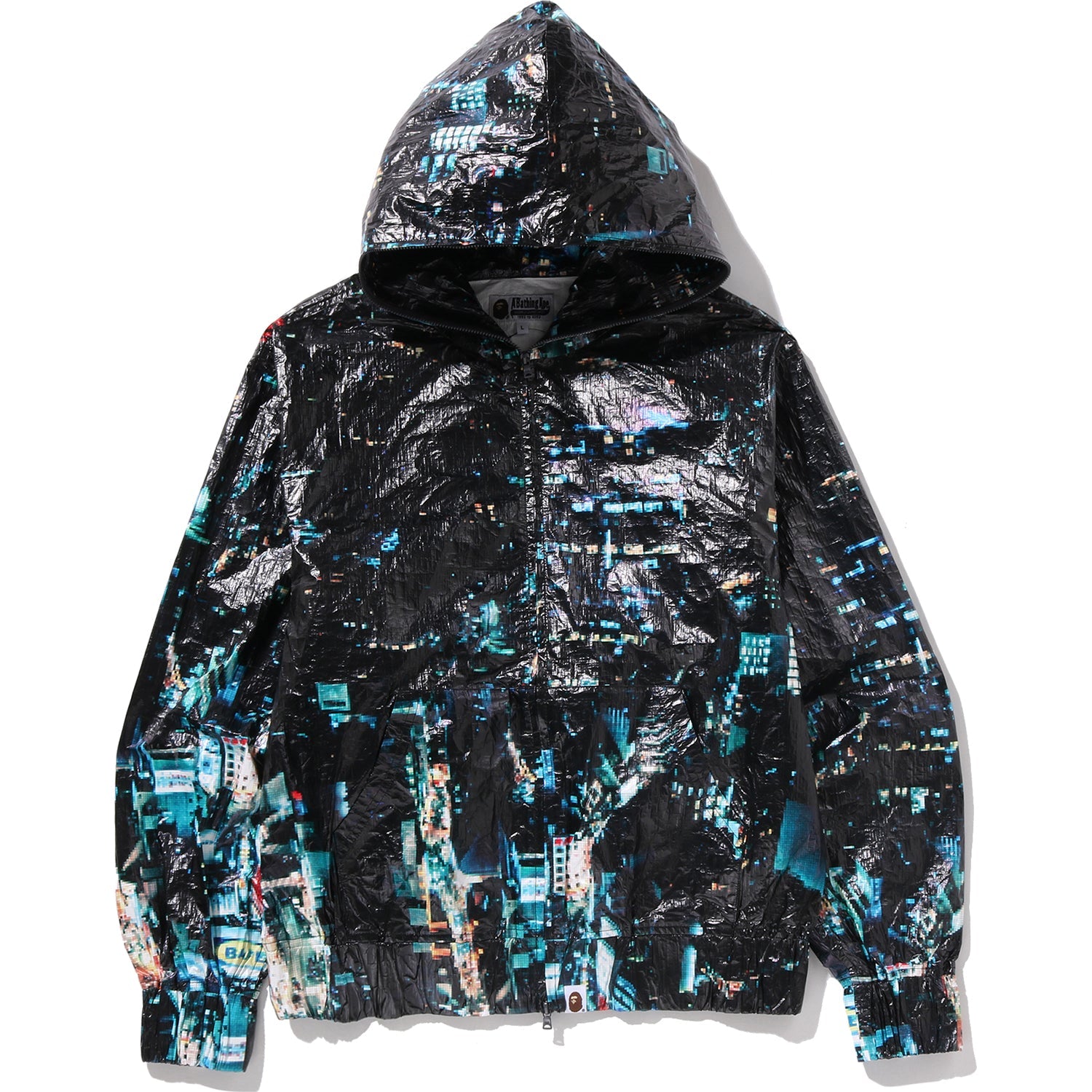 Overall Print Crease Hooded Jacket Mens A bathing ape оригінал – Купити в Україні – боковий вид