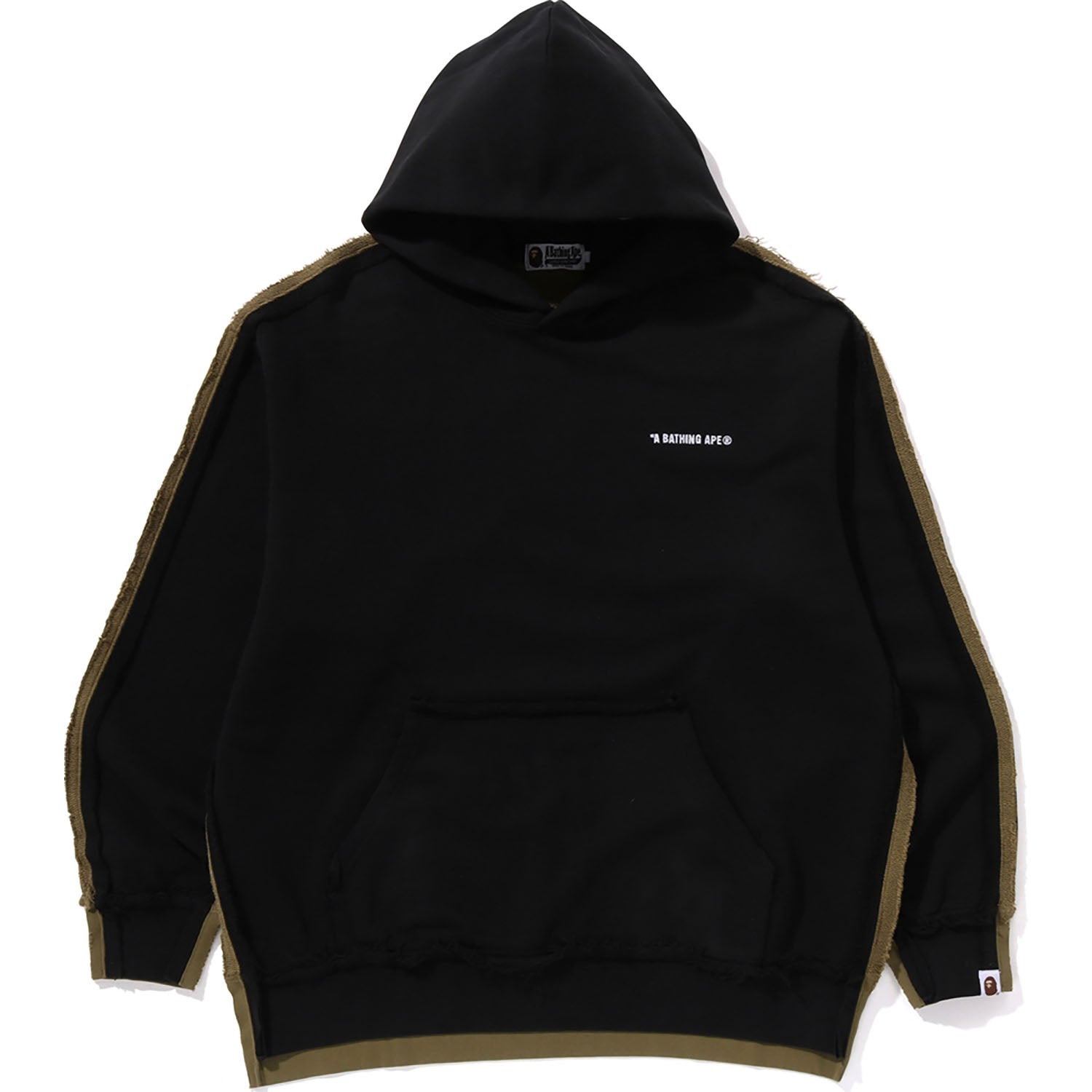 Оригінальна 1st Camo Blocking Raw Edge Relaxed Fit Pullover Hoodie Mens A bathing ape – боковий вид
