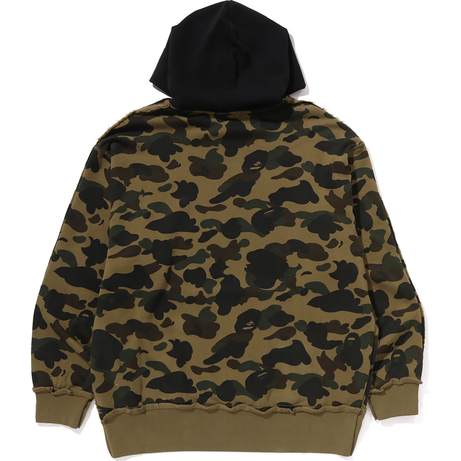 Оригінальна 1st Camo Blocking Raw Edge Relaxed Fit Pullover Hoodie Mens A bathing ape – вид ззаду