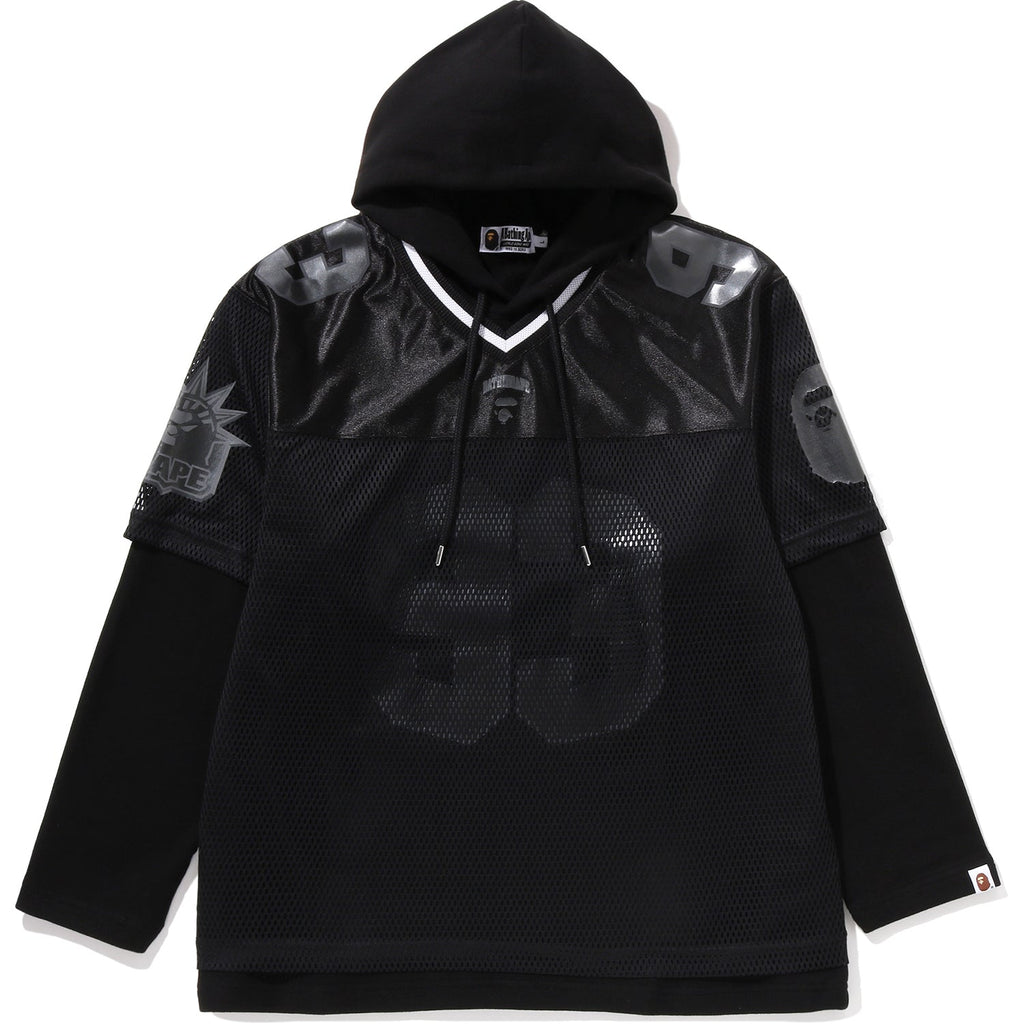 Оригінальна Us Black Friday Mesh Layered Relaxed Fit Pullover Hoodie Mens A bathing ape – боковий вид