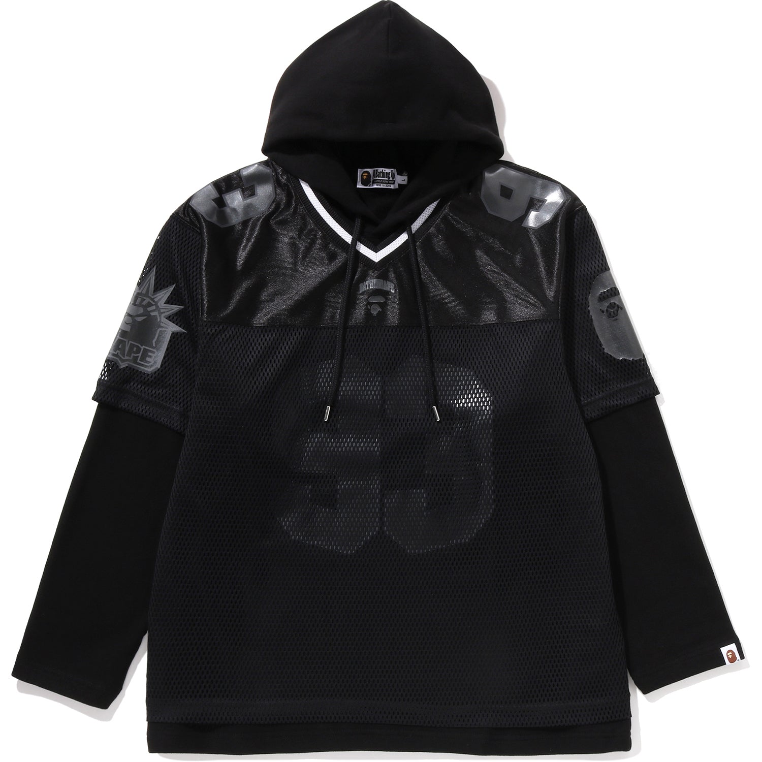Оригінальна Us Black Friday Mesh Layered Relaxed Fit Pullover Hoodie Mens A bathing ape – боковий вид