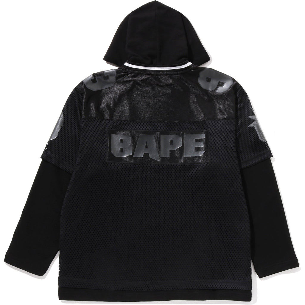 Оригінальна Us Black Friday Mesh Layered Relaxed Fit Pullover Hoodie Mens A bathing ape – вид ззаду