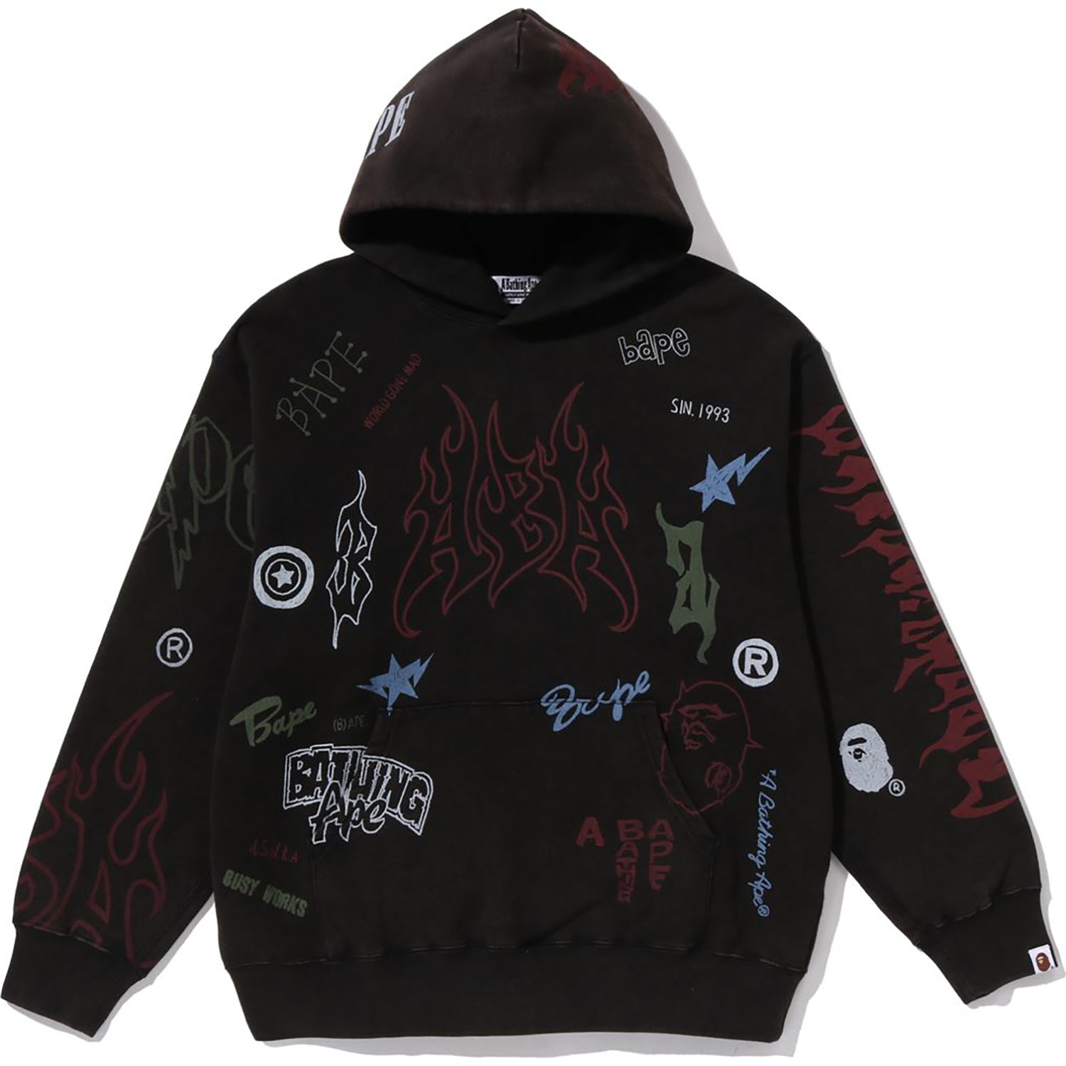 Allover Print Relaxed Fit Pullover Hoodie Mens A bathing ape оригінал – Купити в Україні – боковий вид