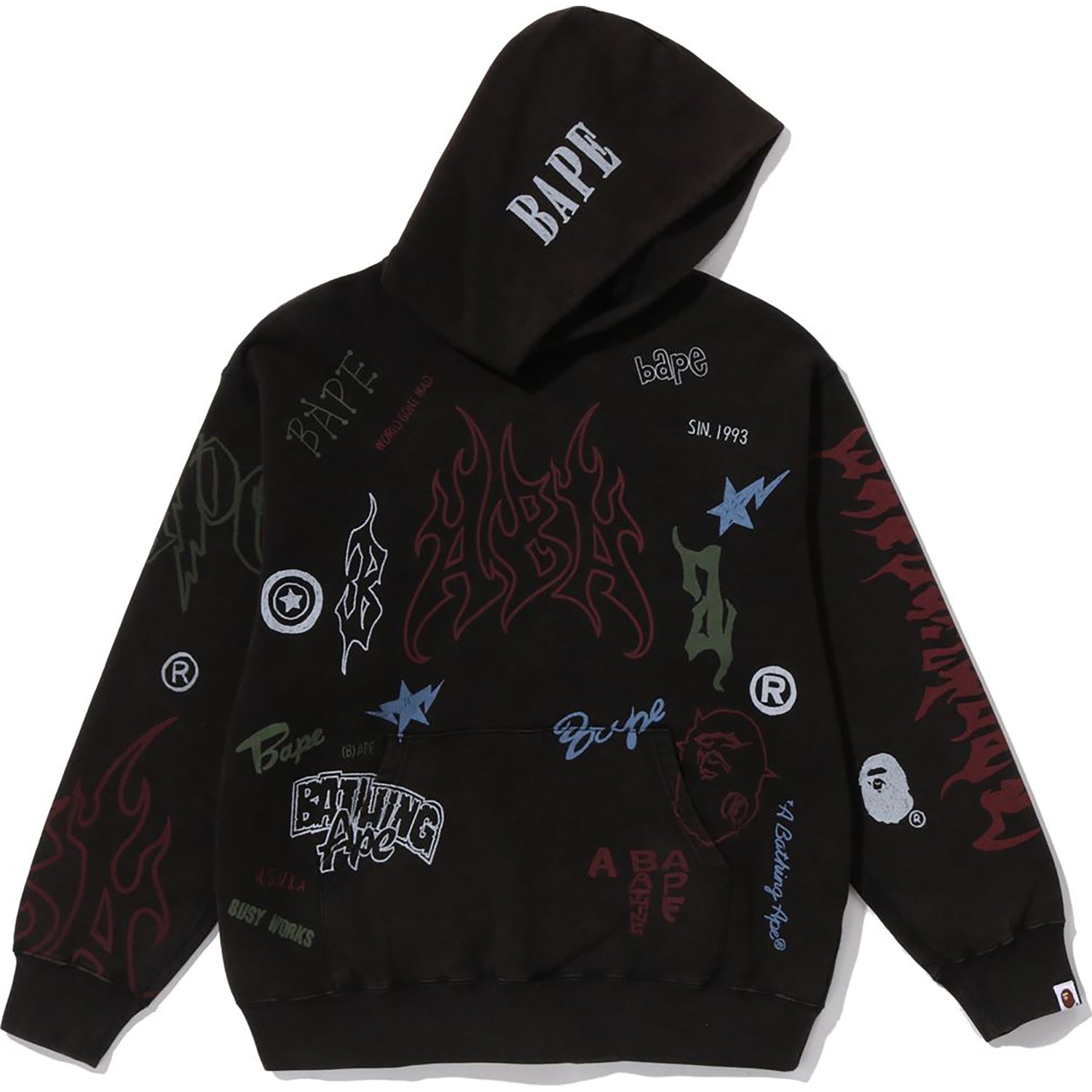 Allover Print Relaxed Fit Pullover Hoodie Mens A bathing ape оригінал – Купити в Україні – вид ззаду