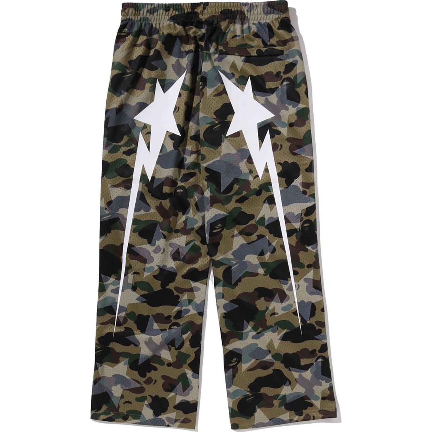 Оригінальна Sta Over Print 1st Camo Sta Mesh Sweatpants Mens A bathing ape – вид ззаду