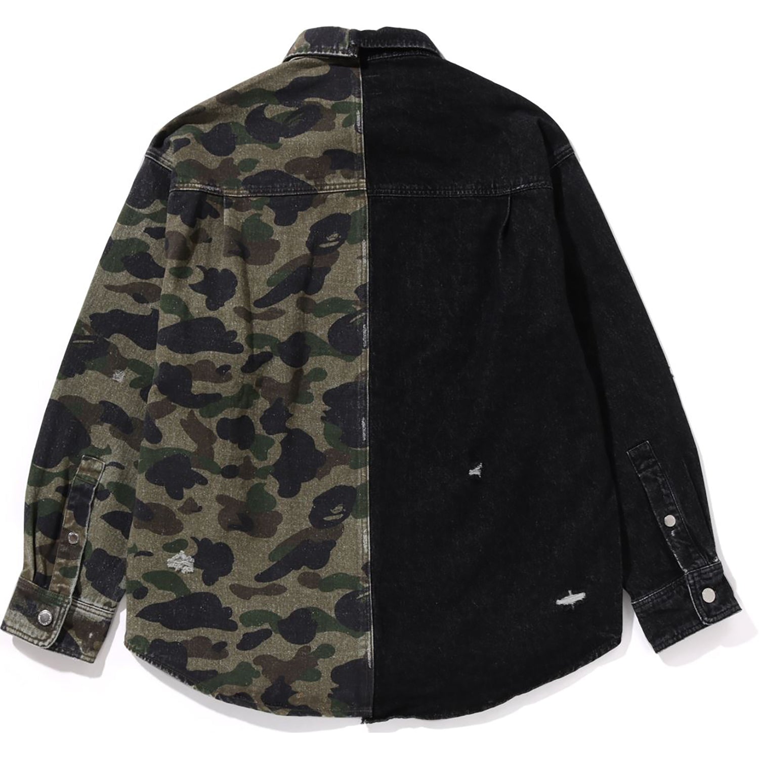 1st Camo Blocking Destoryed Heavy Wash Logo Ls Shirt Mens A bathing ape оригінал – Купити в Україні – вид ззаду