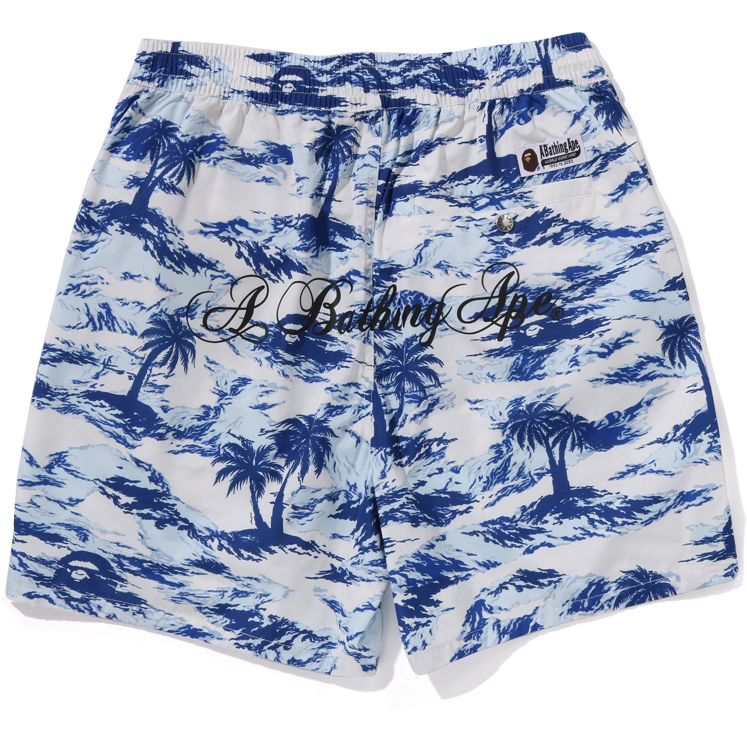 Оригінальна Palm Tree Camo Relaxed Fit Beach Shorts Mens A bathing ape – вид ззаду