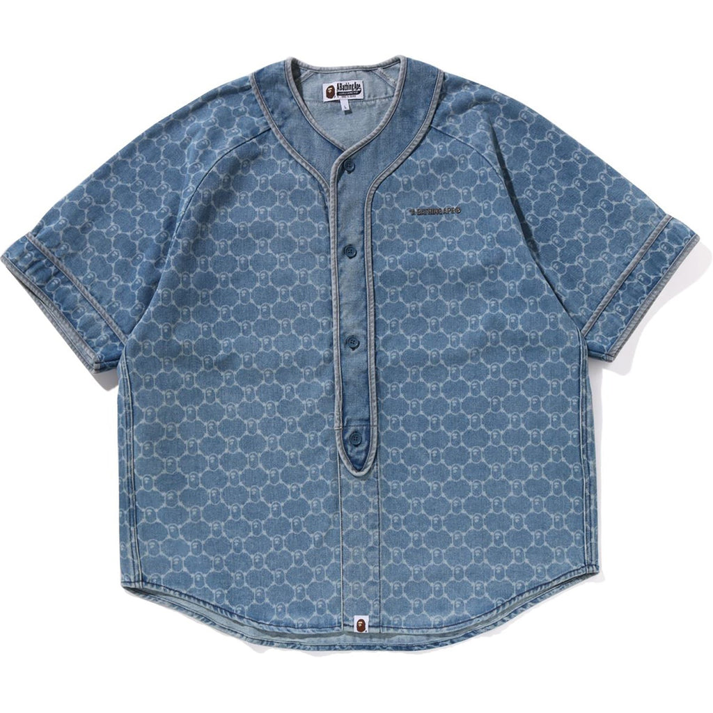 College Monogram Baseball Ss Denim Shirt Mens A bathing ape оригінал – Купити в Україні – боковий вид