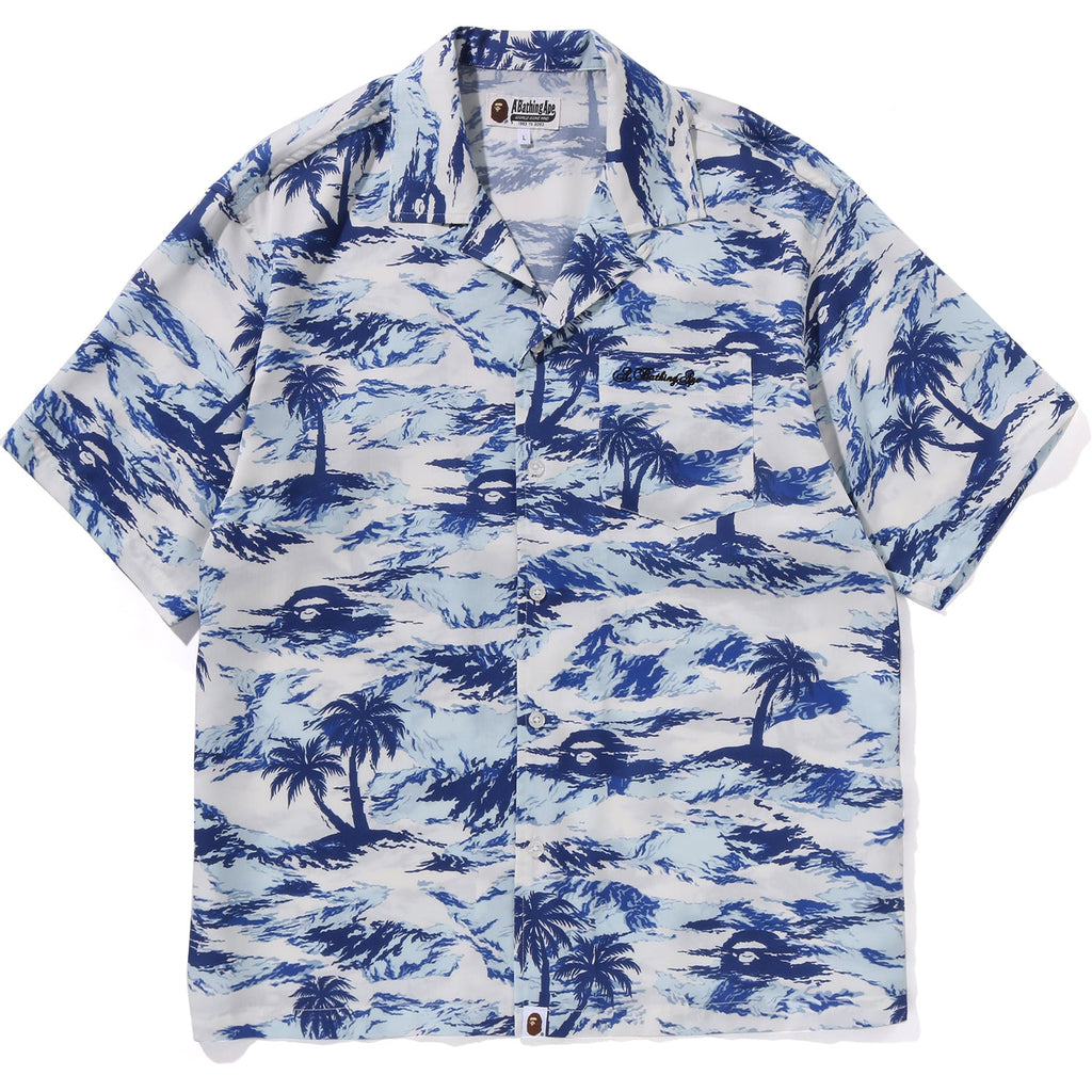 Mens Palm Tree Camo Open Collar Pocket Ss Shirt A bathing ape оригінал – Купити в Україні – боковий вид
