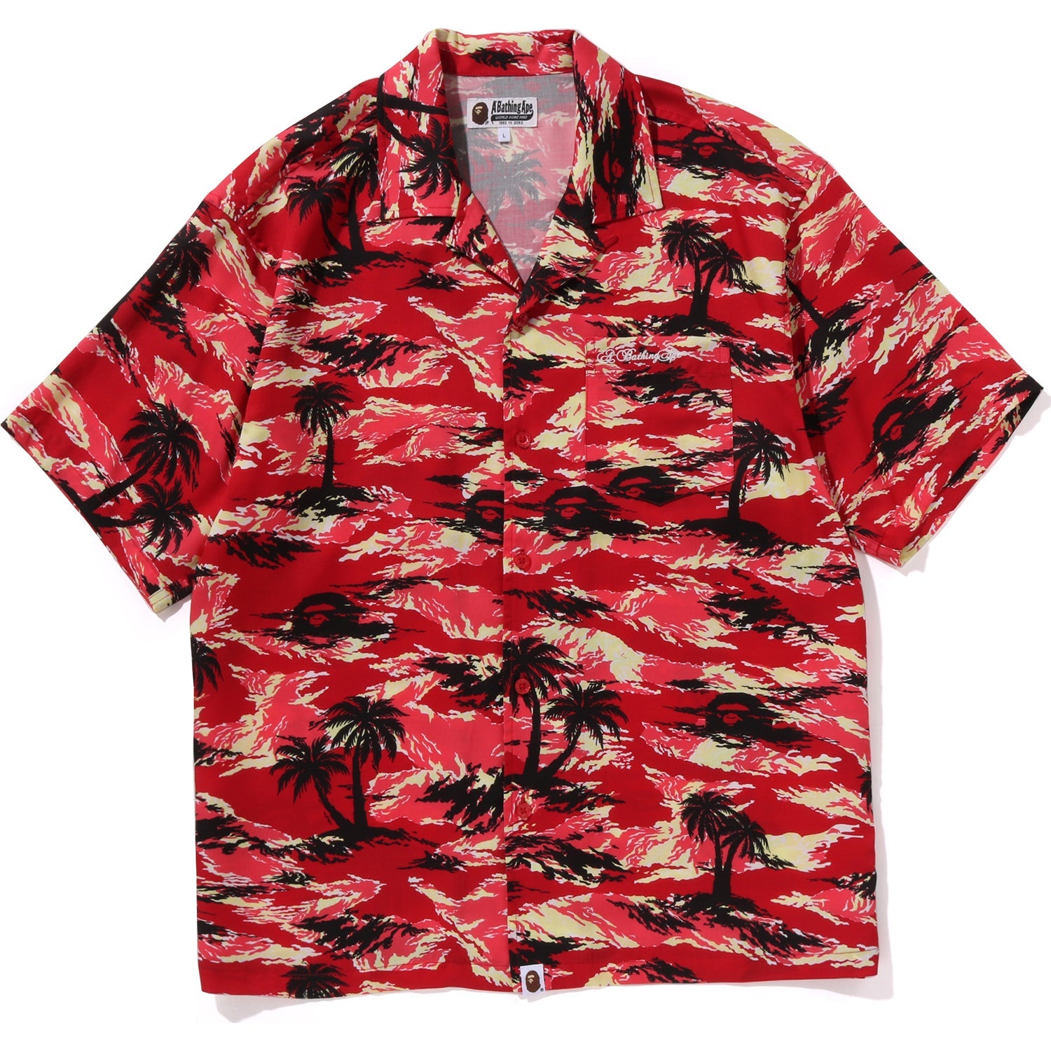 Mens Palm Tree Camo Open Collar Pocket Ss Shirt A bathing ape оригінал – Купити в Україні – збільшений вид