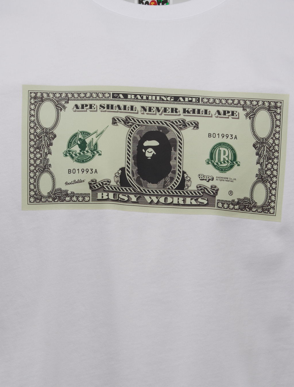 Banknote Tee A bathing ape – Гарантія оригінальності – вид ззаду