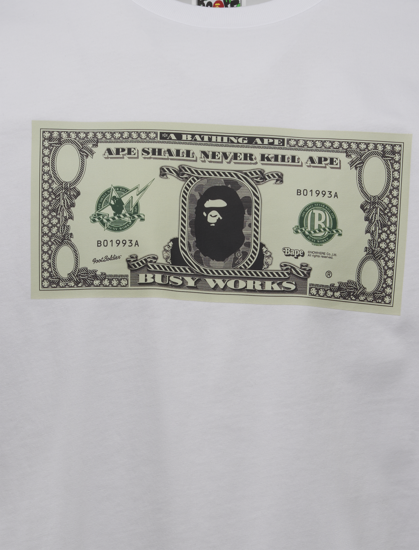 Banknote Tee A bathing ape – Гарантія оригінальності – вид ззаду