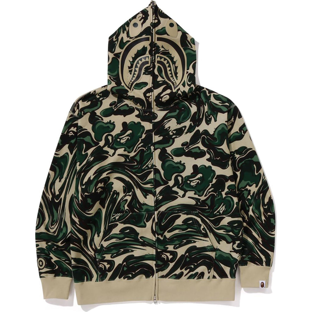 Оригінальна Marbling Camo Shark Relaxed Fit Full Zip Hoodie Mens A bathing ape – боковий вид